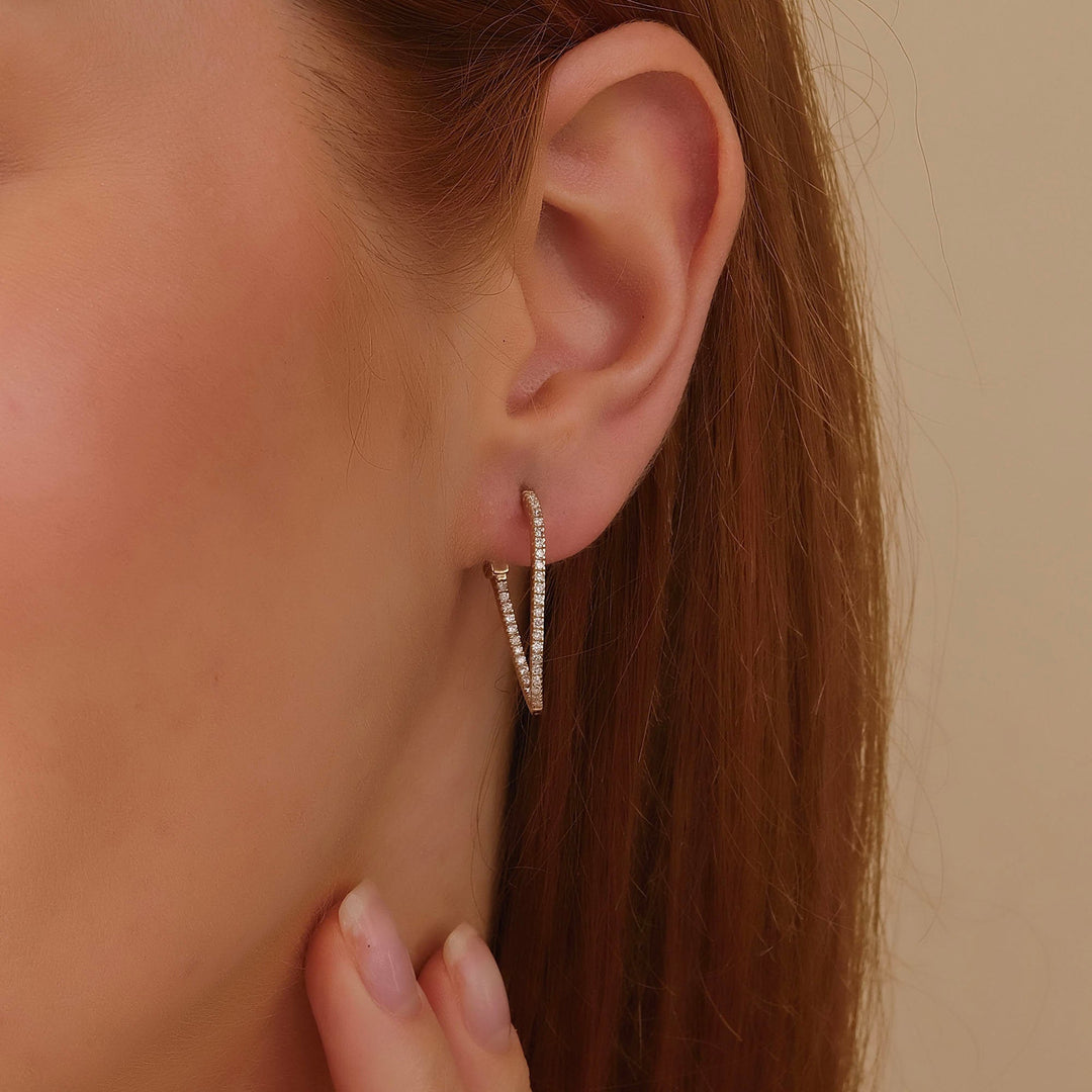 0.29CT Round Delicate Wave lab grown diamonds Hoop Earring For Her - Doozy Diamonds