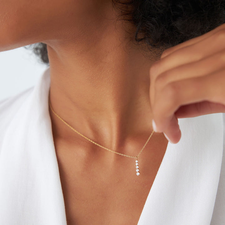 Round Cut Layered Five Stone Necklace for Birthday Gift - Doozy Diamonds