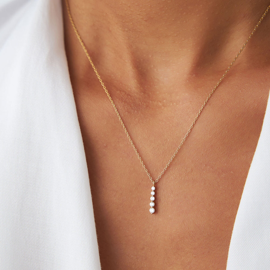 Round Cut Layered Five Stone Necklace for Birthday Gift - Doozy Diamonds