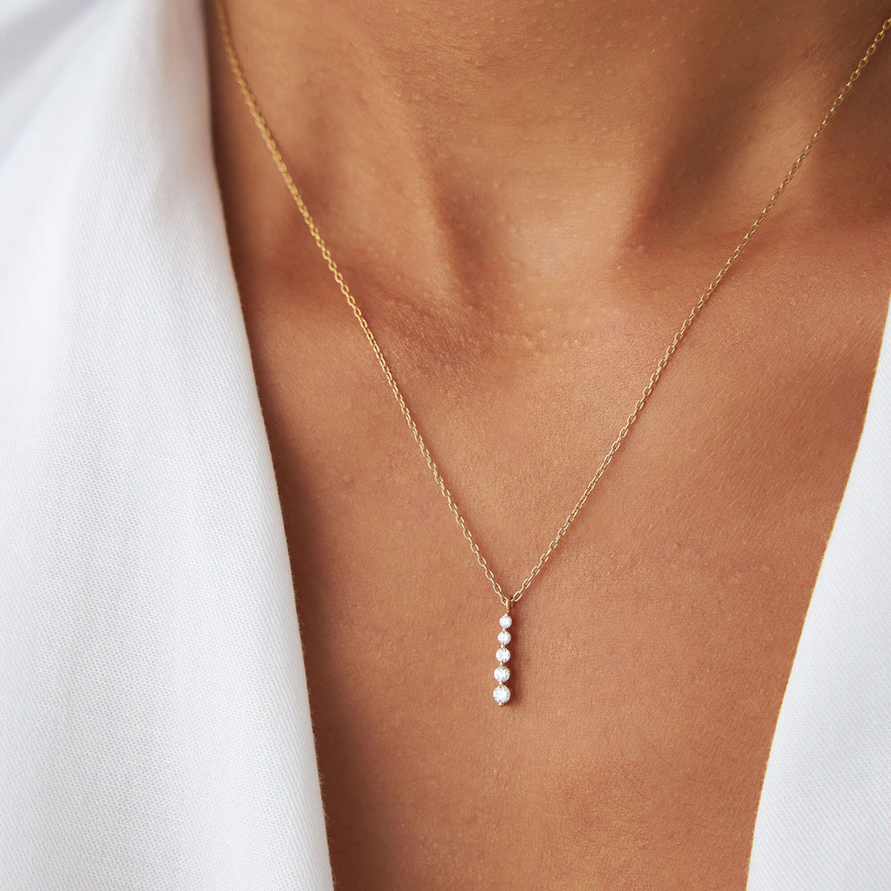 Round Cut Layered Five Stone Necklace for Birthday Gift - Doozy Diamonds