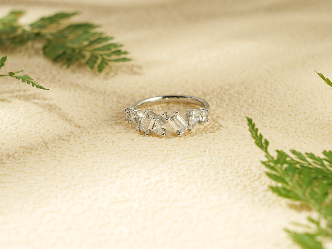 Multi Stone diamond wedding band in yellow gold