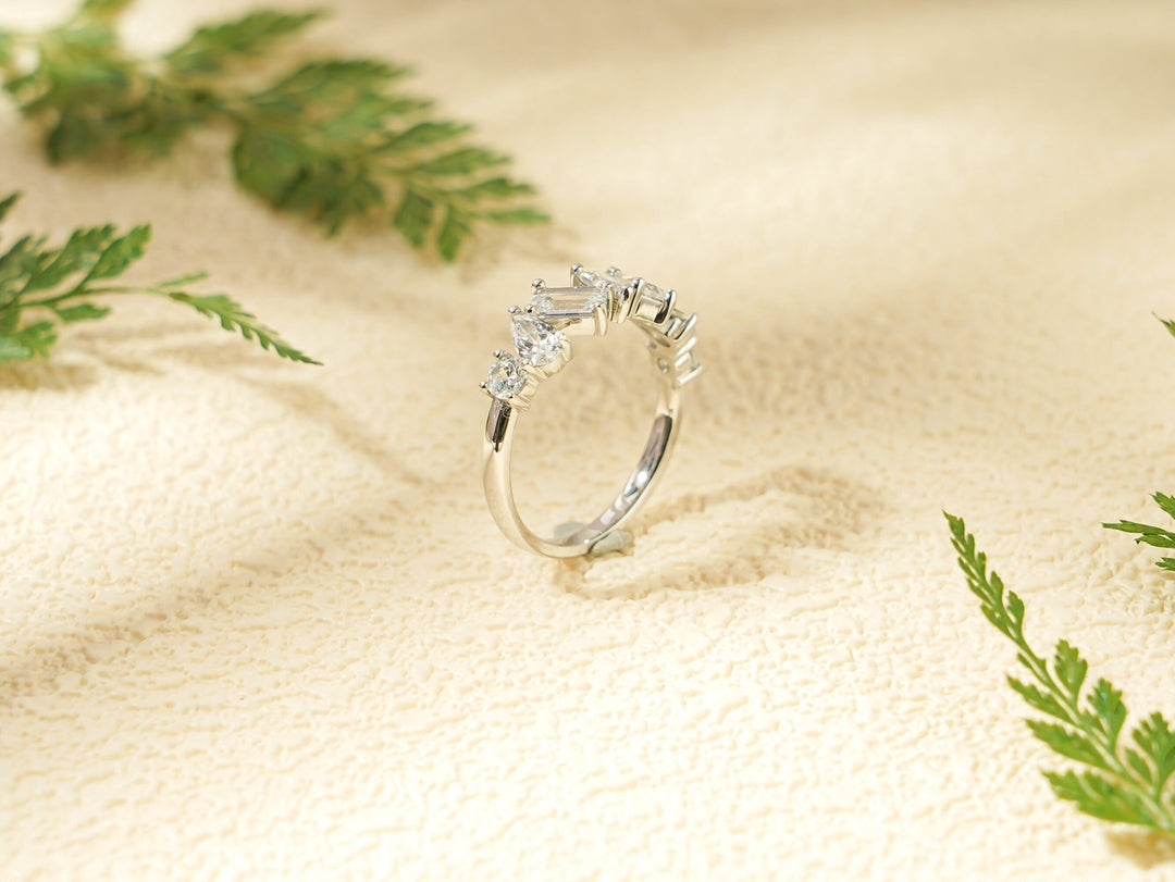 Multi Stone diamond wedding band in rose gold