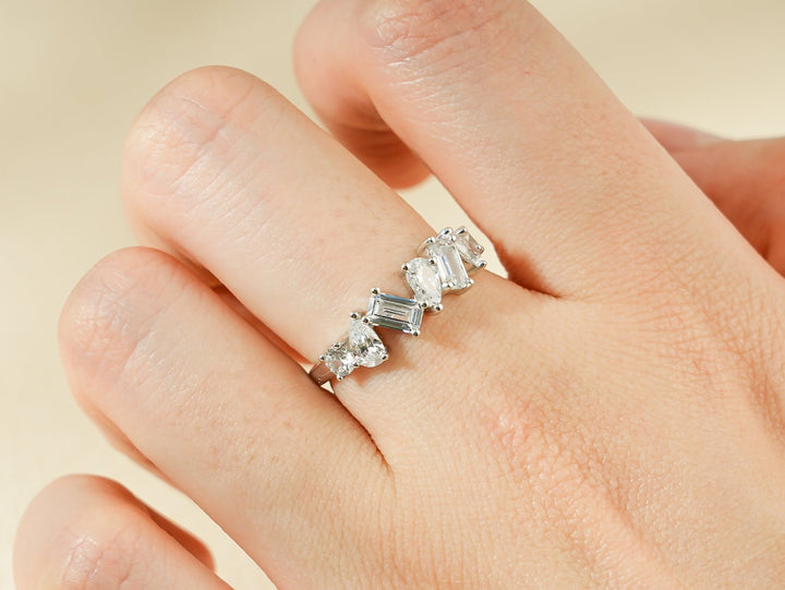Multi Stone lab grown diamond band worn on hand