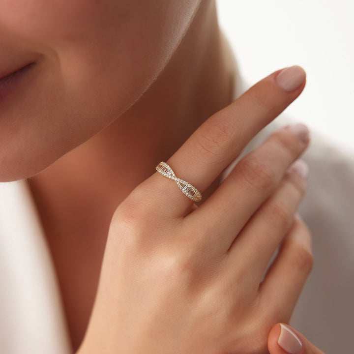 Baguette and Round Cut Unique Diamond Band for Birthday Gift - Doozy Diamonds