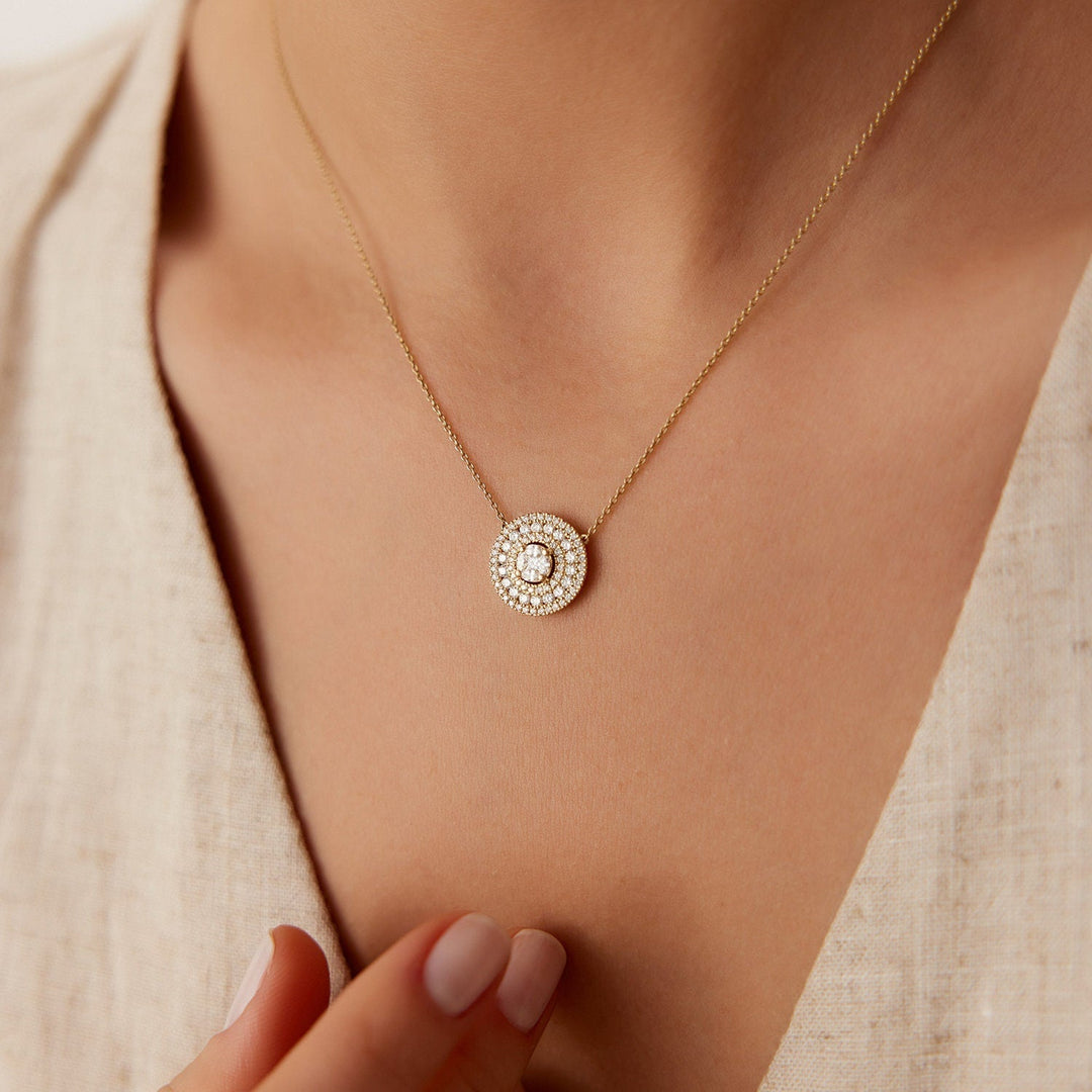 Round Cut Diamond Circle Pendant Necklace for Women - Doozy Diamonds