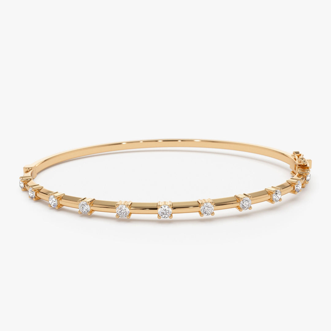 14K Solid Gold Bar Bangle Bracelet for Christmas Gift - Doozy Diamonds