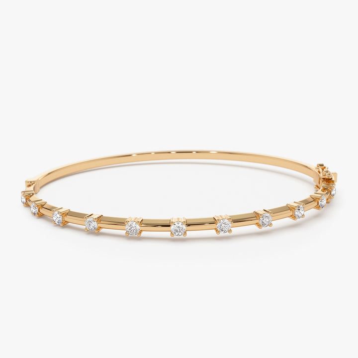 14K Solid Gold Bar Bangle Bracelet for Christmas Gift - Doozy Diamonds