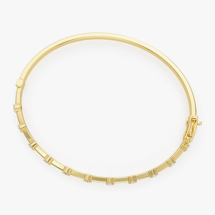14K Solid Gold Bar Bangle Bracelet for Christmas Gift - Doozy Diamonds
