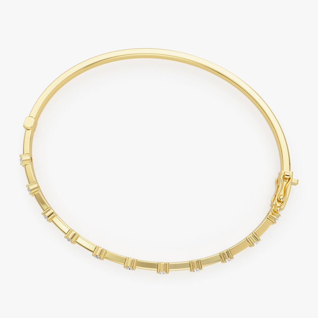 14K Solid Gold Bar Bangle Bracelet for Christmas Gift - Doozy Diamonds
