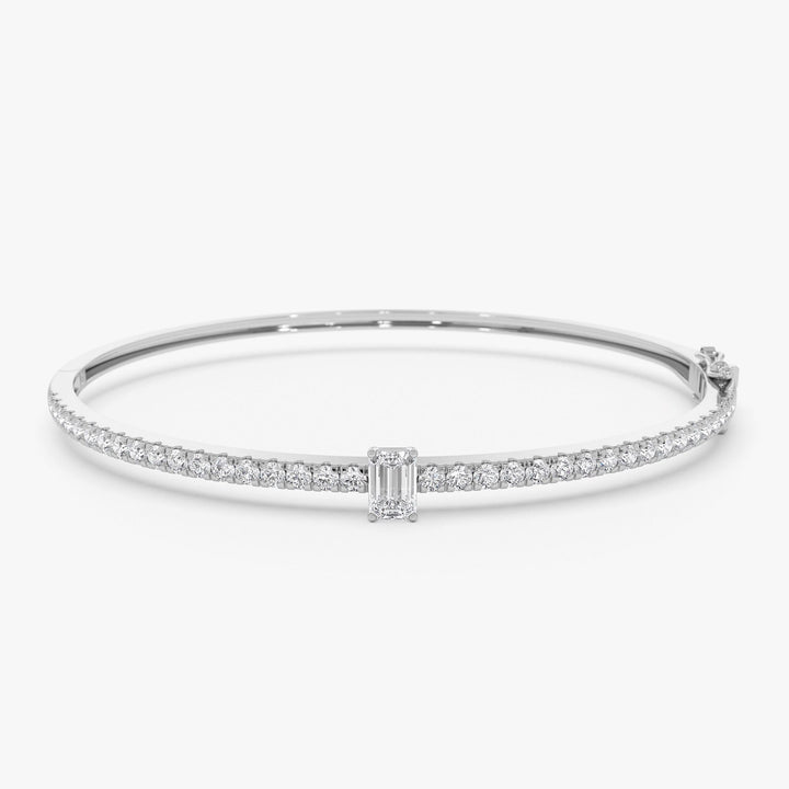 Emerald Shape Diamond and Gold Bracelet Bangle for Women - Doozy Diamonds