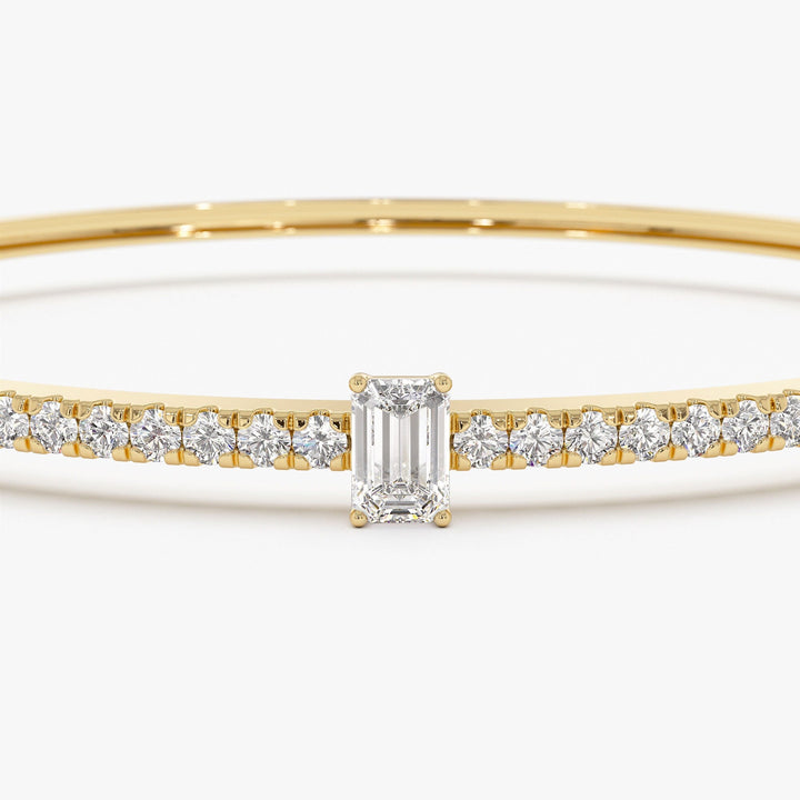 Emerald Shape Diamond Bracelet Bangle for Women - Doozy Diamonds
