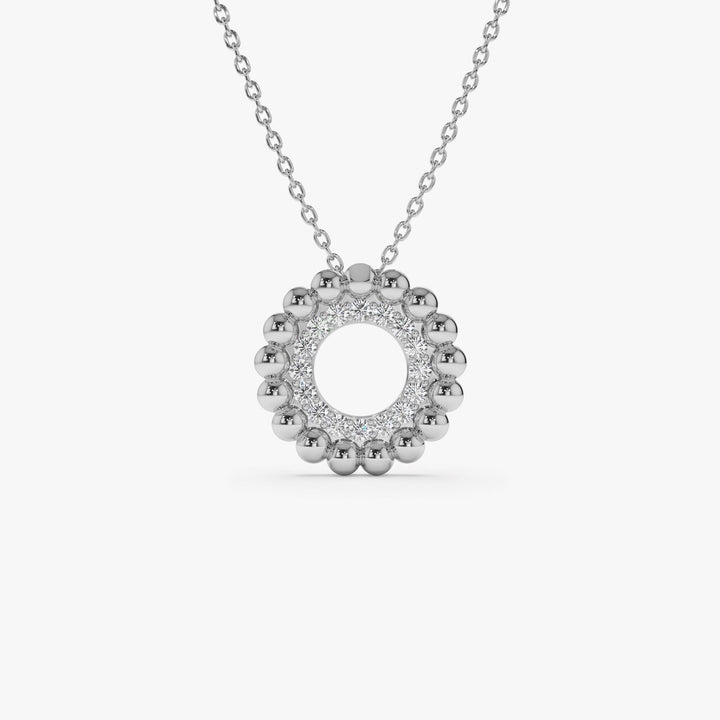 14k Solid Gold Beaded Diamond Circle Necklace for Christmas Gift - Doozy Diamonds