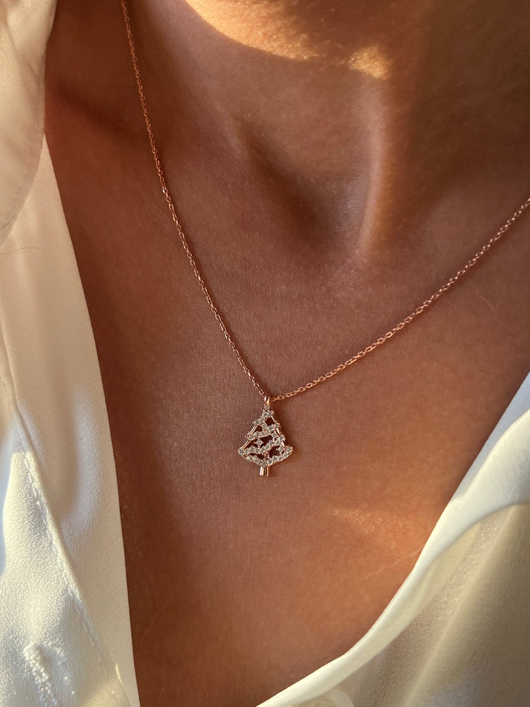 Round Cut Christmas Tree Necklace for Her Christmas Gift - Doozy Diamonds