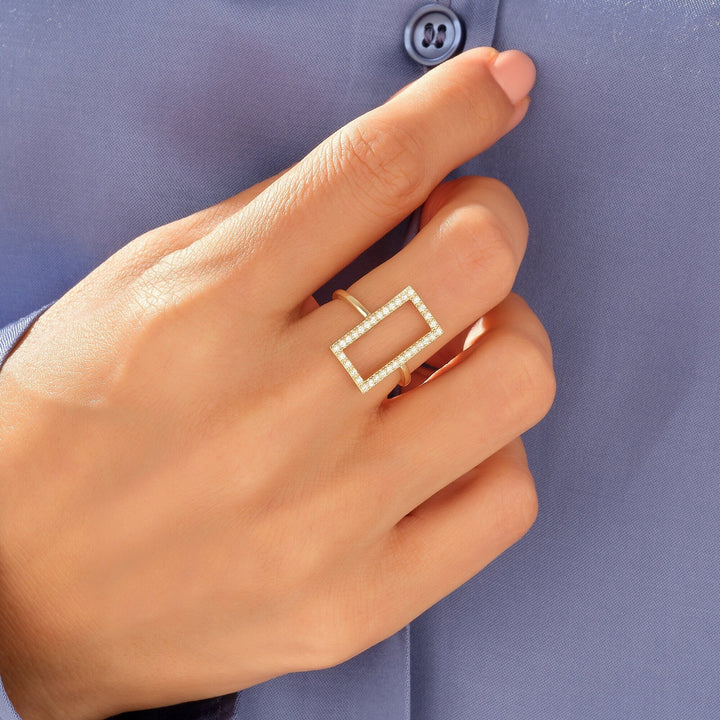 0.76CT Round Rectangle Shaped lab grown diamonds Solitaire Ring - Doozy Diamonds