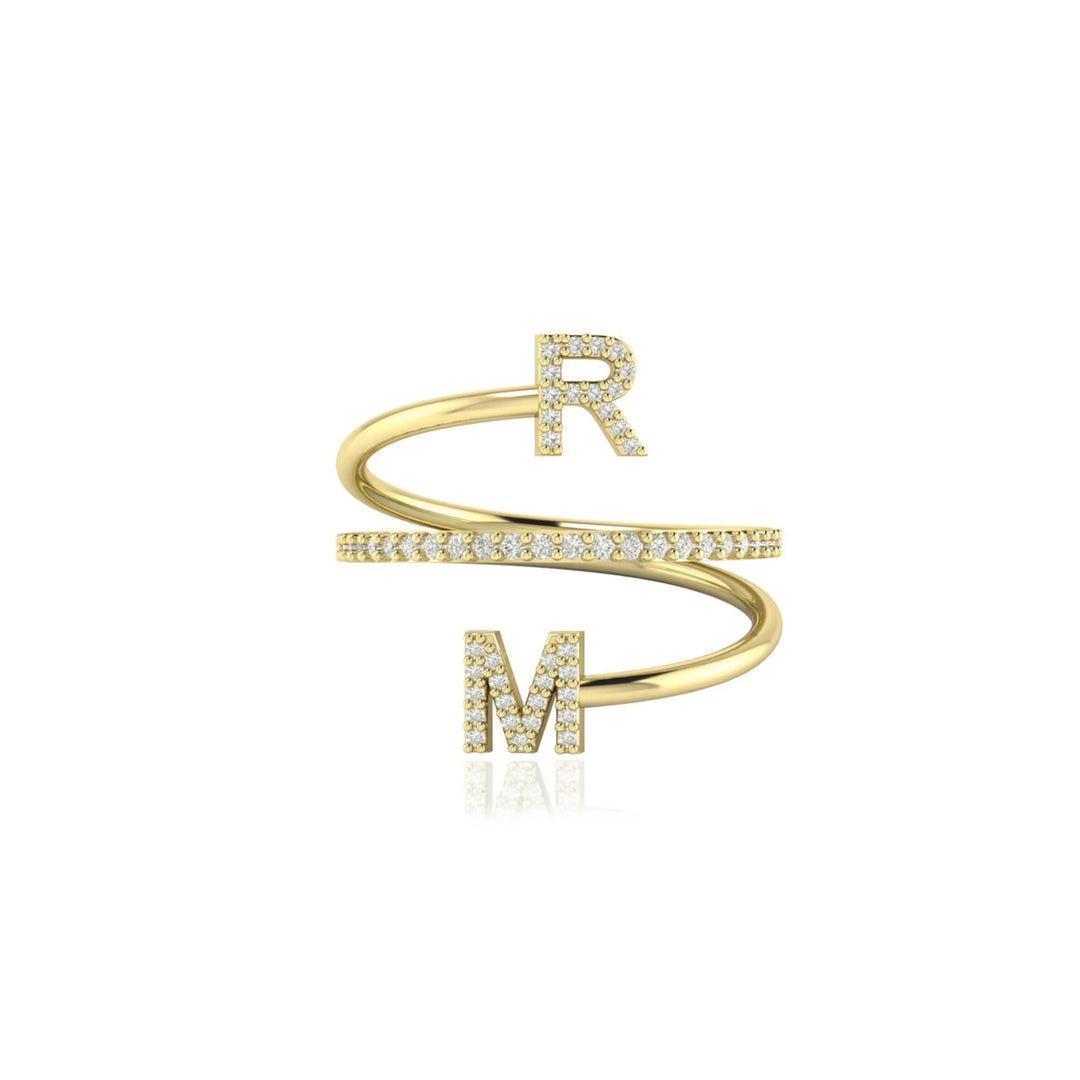 Round Cut Diamond Double Letter Band for Christmas Gift for Wife - Doozy Diamonds