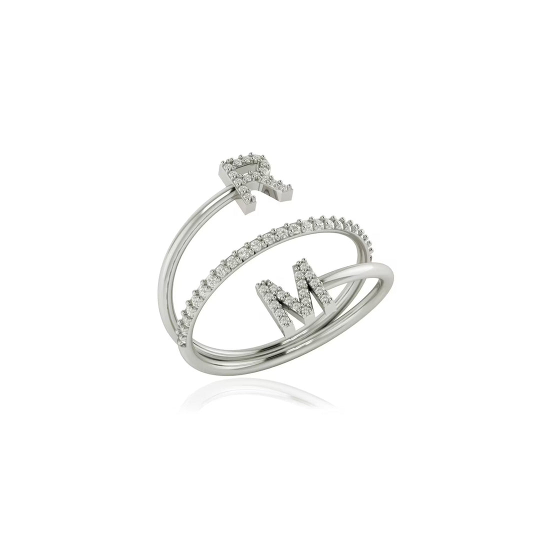 Round Cut Diamond Double Letter Band for Christmas Gift for Wife - Doozy Diamonds