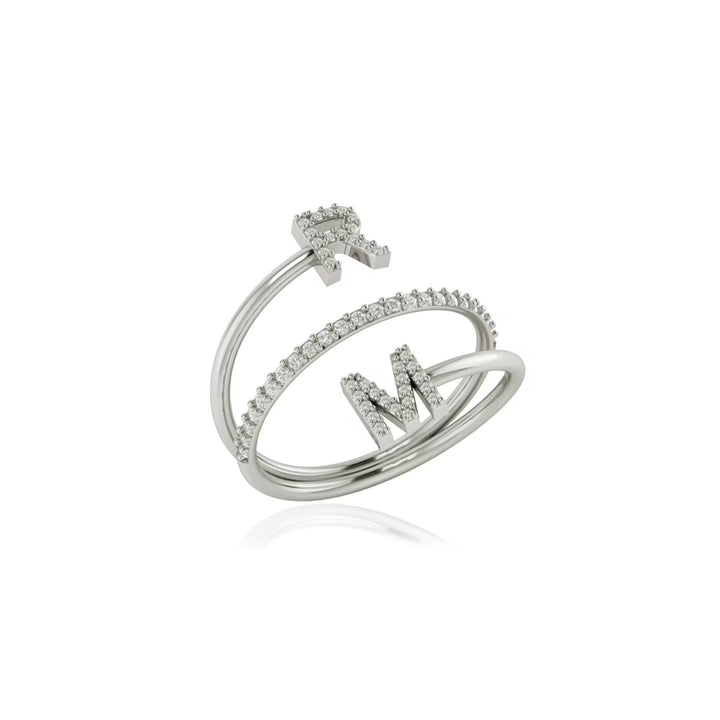 Round Cut Diamond Double Letter Band for Christmas Gift for Wife - Doozy Diamonds
