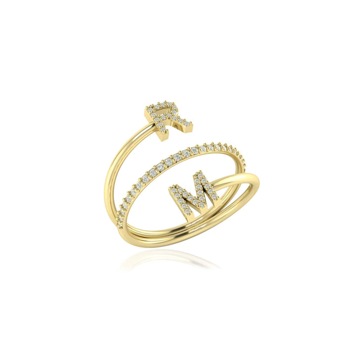 Round Cut Diamond Double Letter Band for Christmas Gift for Wife - Doozy Diamonds