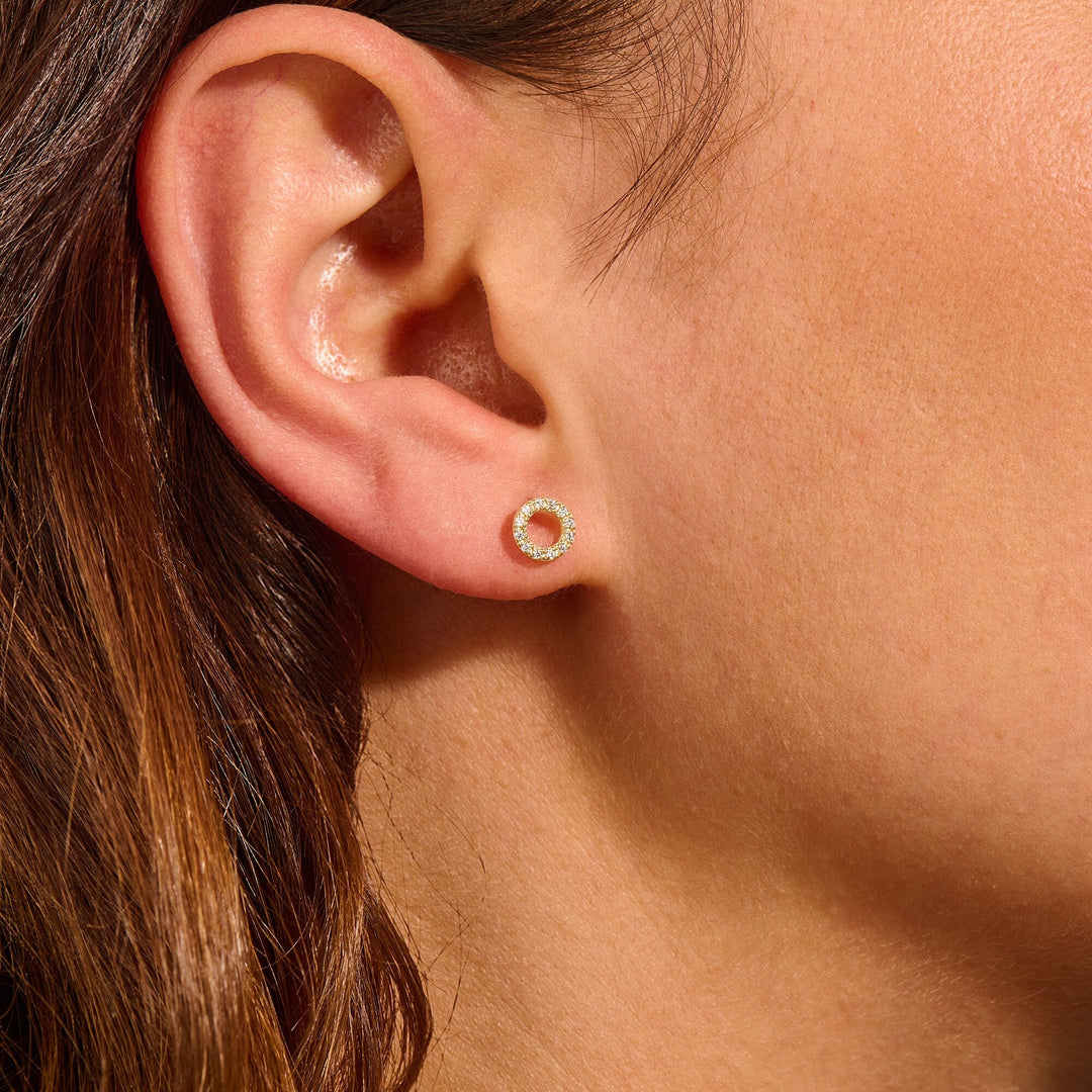 Circle Shape lab grown diamonds Earring for Women 14K Solid Gold - Doozy Diamonds