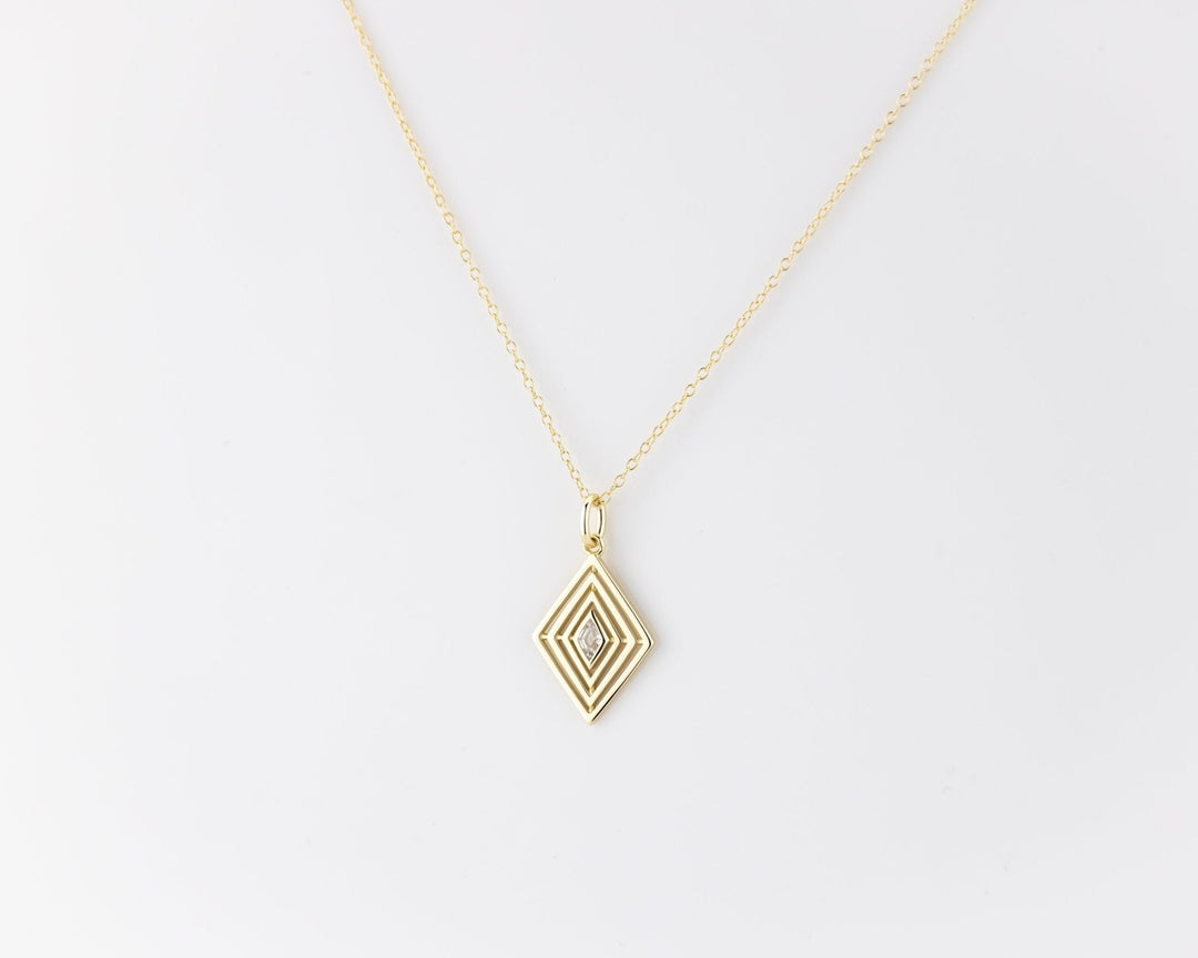 Rhombus art deco Diamond Pendant for Women in Gold - Doozy Diamonds