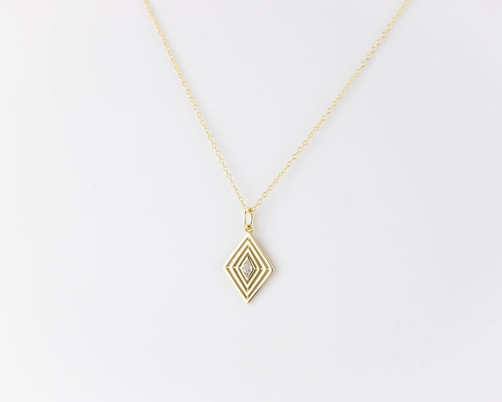 Rhombus art deco Diamond Pendant for Women in Gold - Doozy Diamonds