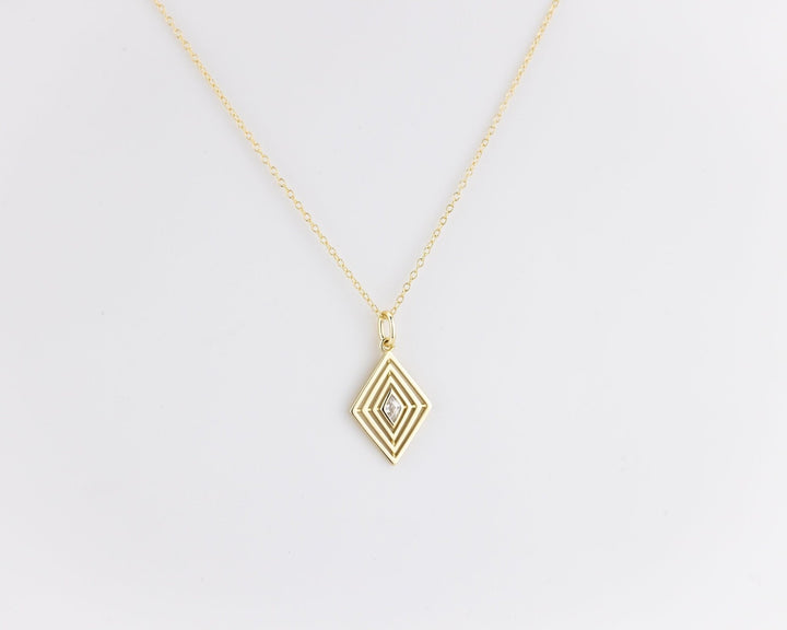 Rhombus art deco Diamond Pendant for Women in Gold - Doozy Diamonds