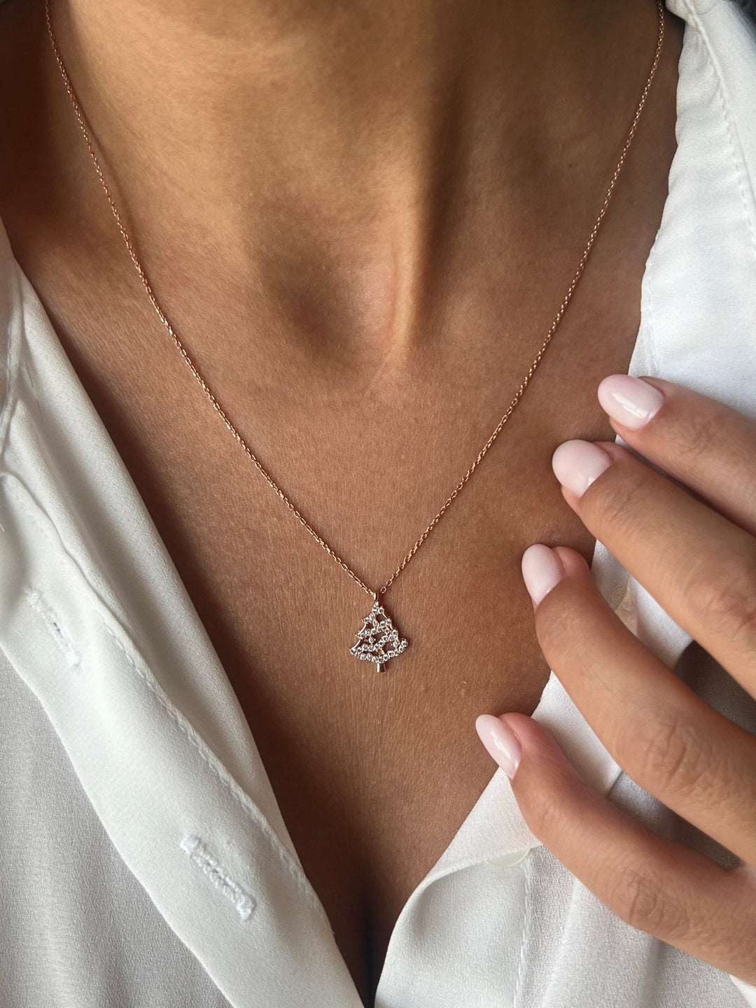 Round Cut Christmas Tree Necklace for Her Christmas Gift - Doozy Diamonds