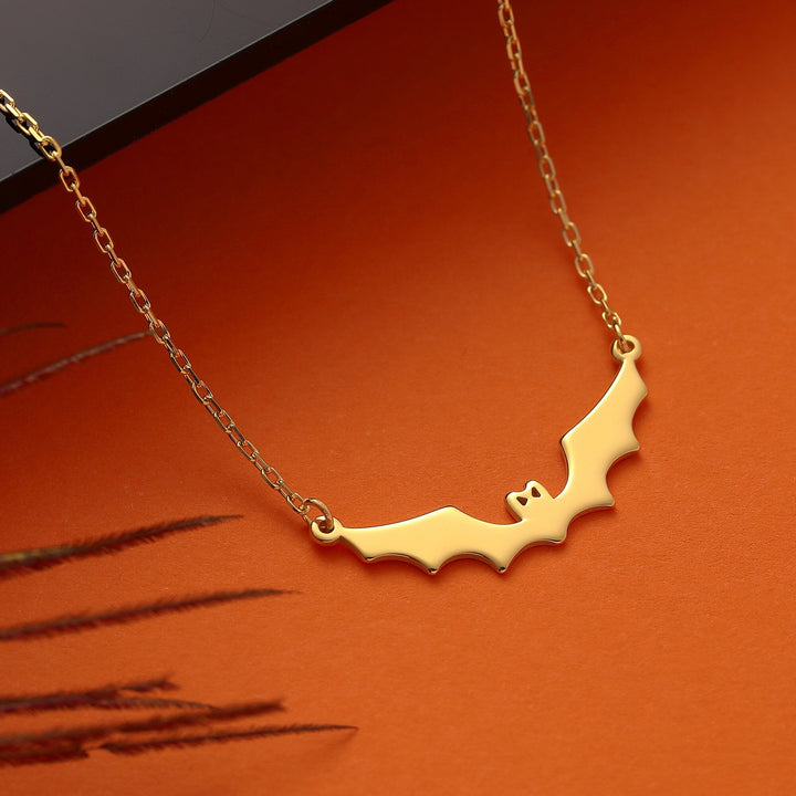 14K Gold Halloween Dainty Bat Necklace for Women - Doozy Diamonds