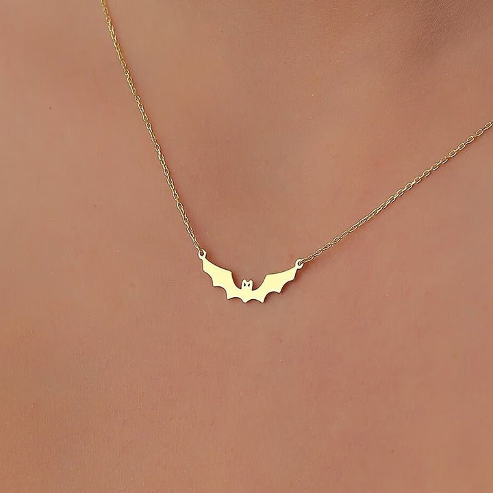 14K Gold Halloween Dainty Bat Necklace for Women - Doozy Diamonds