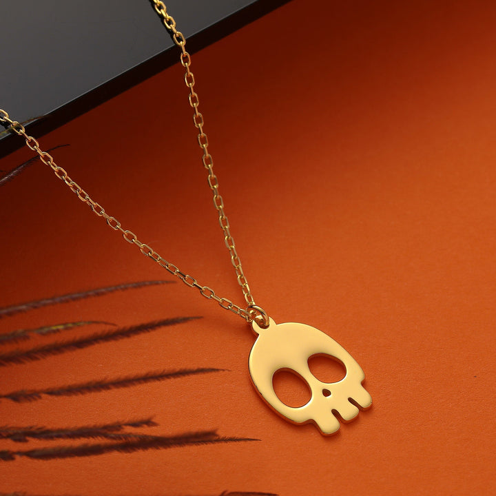 14K Gold Halloween Skull Ghost Necklace Gift for Women - Doozy Diamonds