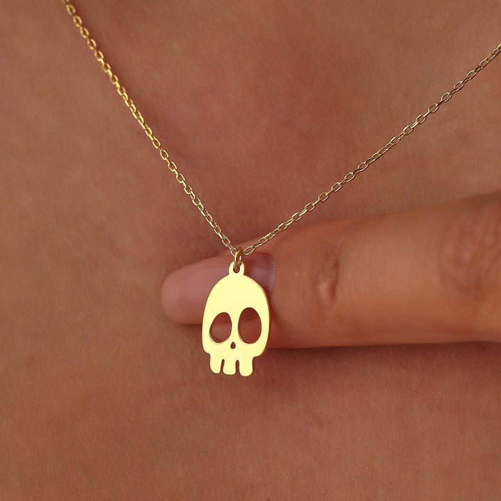 14K Gold Halloween Skull Ghost Necklace Gift for Women - Doozy Diamonds