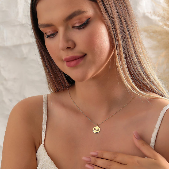 14K Gold Halloween Skully Necklace Gift For Women - Doozy Diamonds