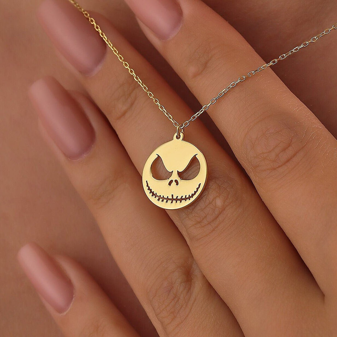 14K Gold Halloween Skully Necklace Gift For Women - Doozy Diamonds
