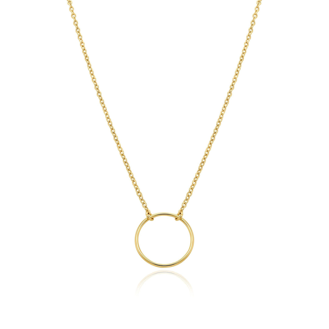 Circle Pendant Dainty Simple Necklace in 14K Solid Gold - Doozy Diamonds