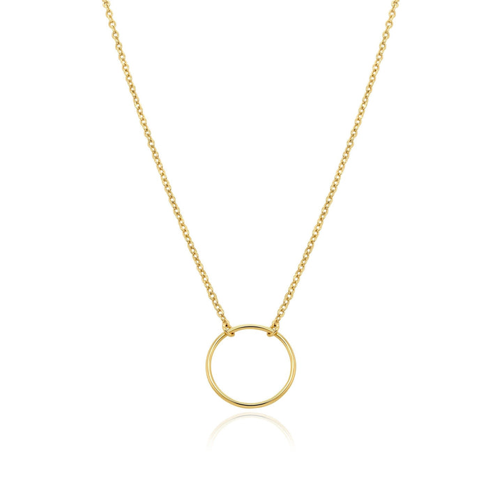 Circle Pendant Dainty Simple Necklace in 14K Solid Gold - Doozy Diamonds