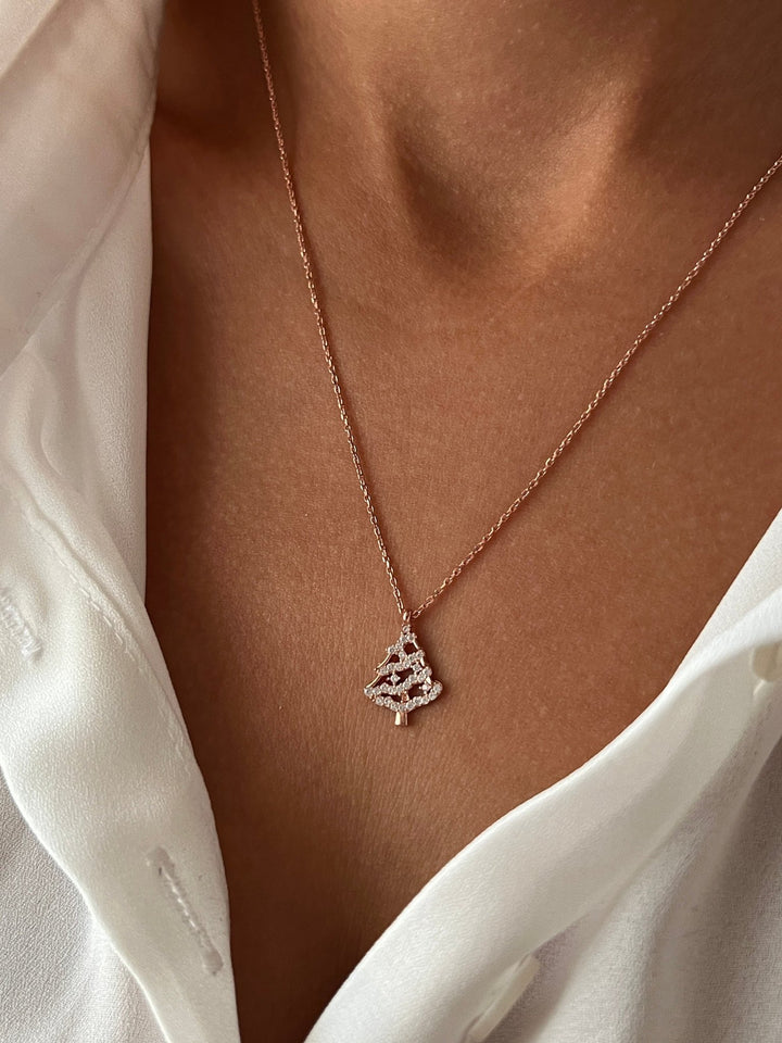 Round Cut Christmas Tree Necklace for Her Christmas Gift - Doozy Diamonds