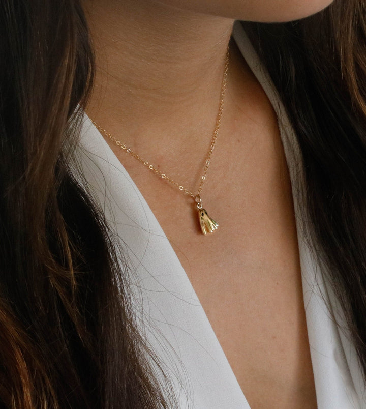 14K Solid Gold Ghost Pendant Necklace for Halloween Gift - Doozy Diamonds