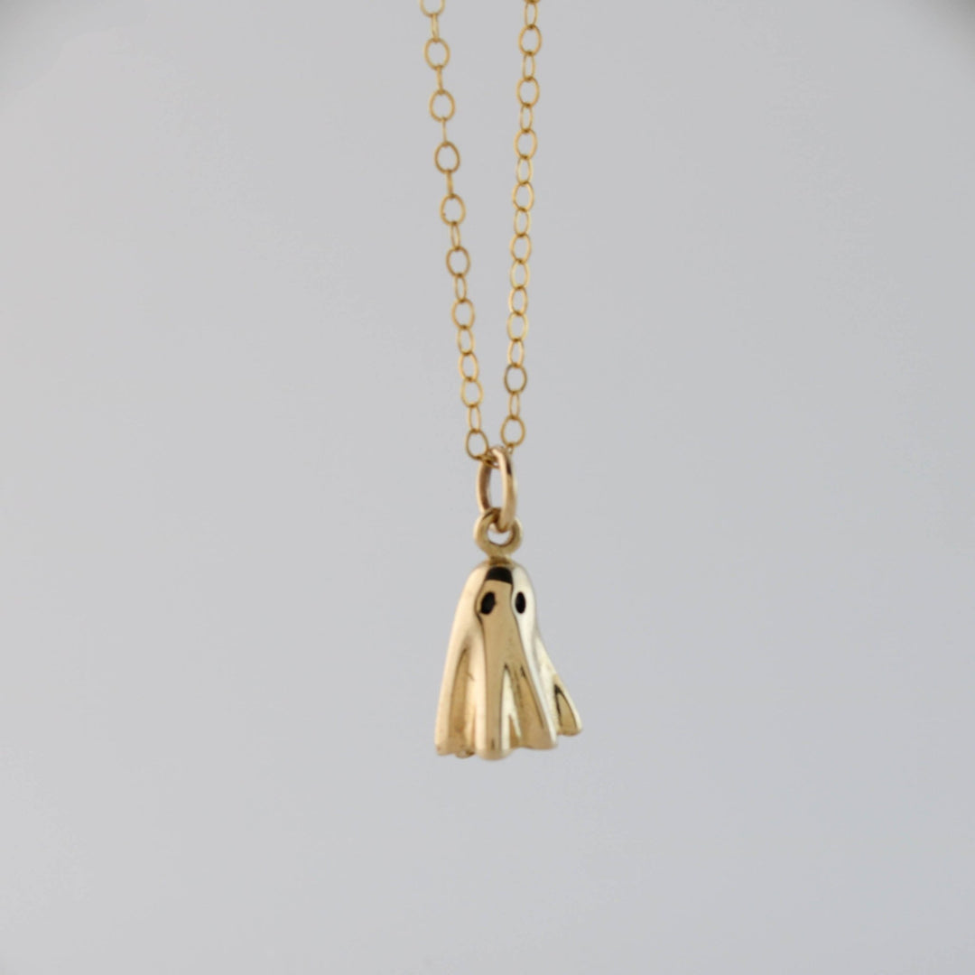 14K Solid Gold Ghost Pendant Necklace for Halloween Gift - Doozy Diamonds