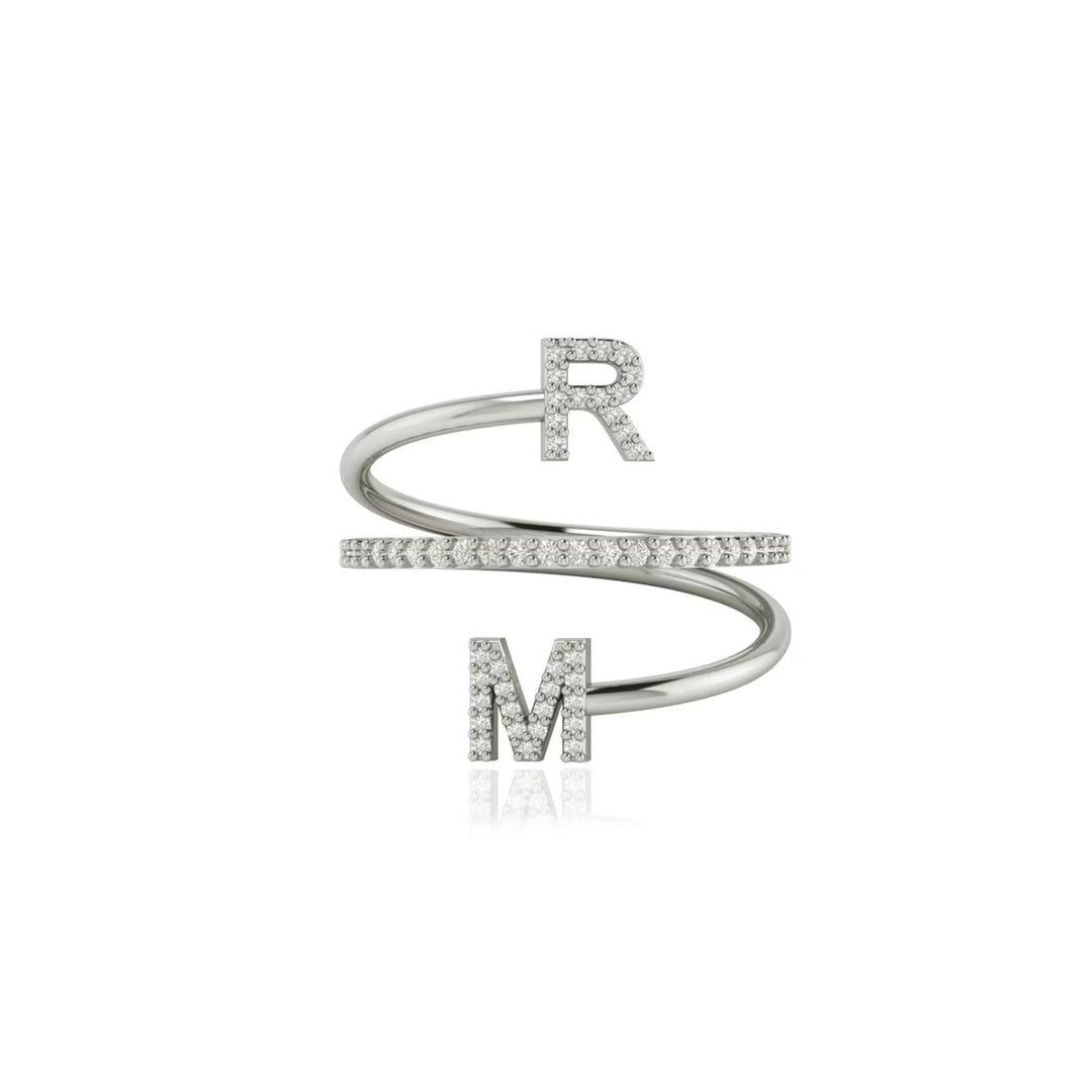 Round Cut Diamond Double Letter Band for Christmas Gift for Wife - Doozy Diamonds