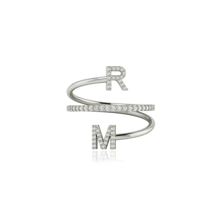 Round Cut Diamond Double Letter Band for Christmas Gift for Wife - Doozy Diamonds