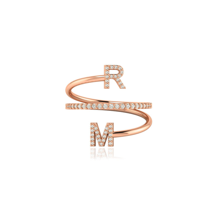 Round Cut Diamond Double Letter Band for Christmas Gift for Wife - Doozy Diamonds