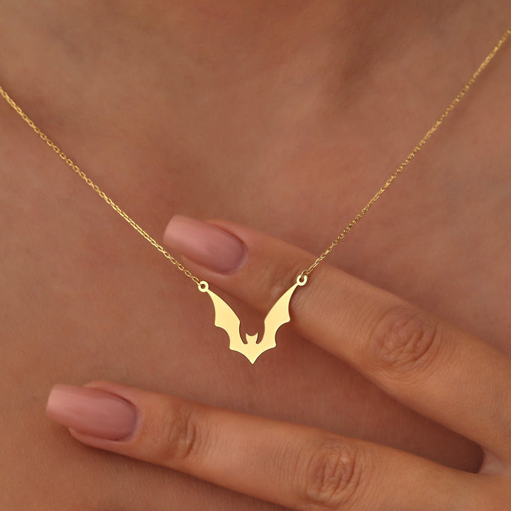 14K Gold Halloween Dainty Bat Necklace Gift For Her - Doozy Diamonds