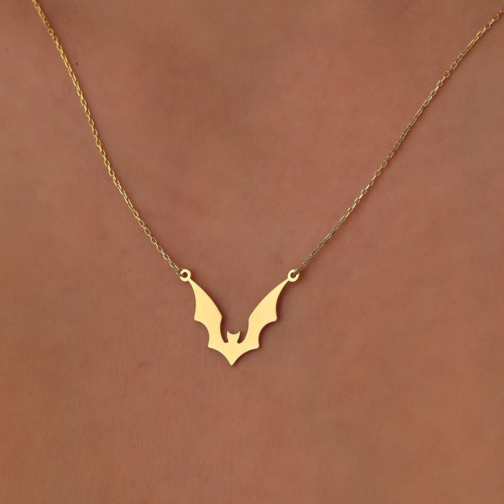 14K Gold Halloween Dainty Bat Necklace Gift For Her - Doozy Diamonds