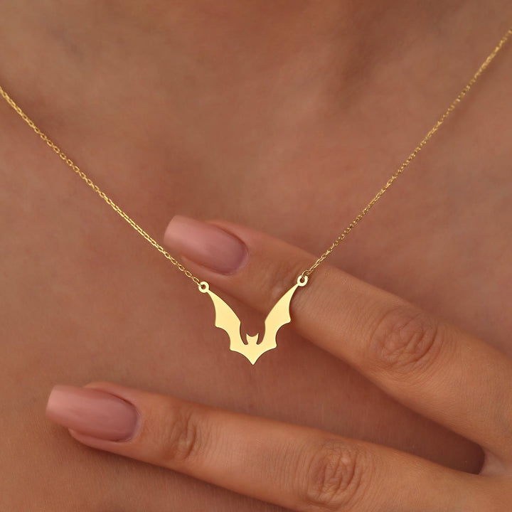 14K Gold Halloween Dainty Bat Necklace Gift For Her - Doozy Diamonds