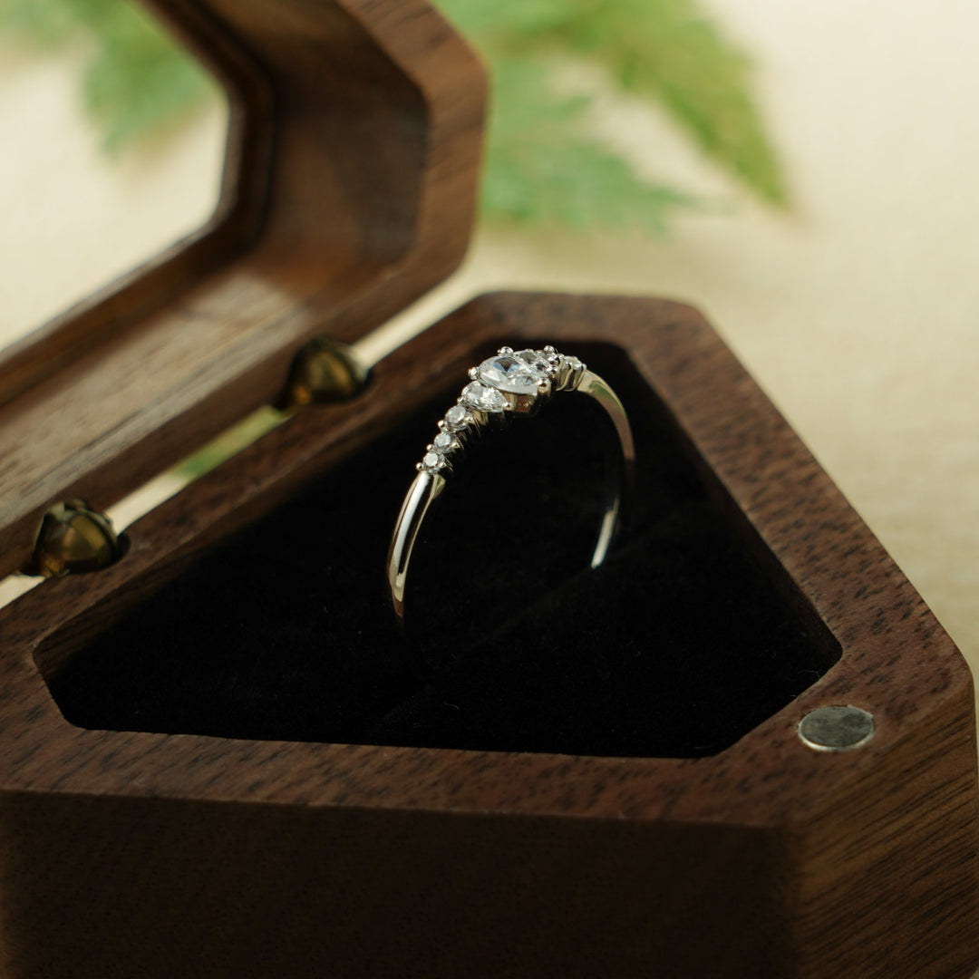 Pear & Round lab grown diamond band worn on hand