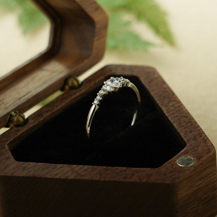 Pear & Round lab grown diamond band worn on hand