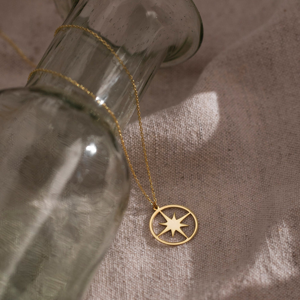 North Star Pendant Necklace for Women in 14K Gold - Doozy Diamonds