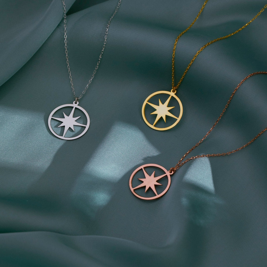 North Star Pendant Necklace for Women in 14K Gold - Doozy Diamonds