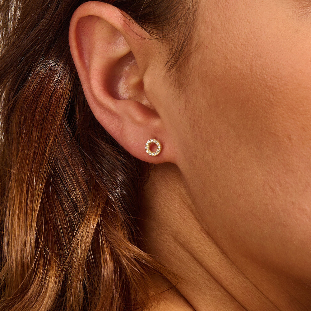 Circle Shape lab grown diamonds Earring for Women 14K Solid Gold - Doozy Diamonds