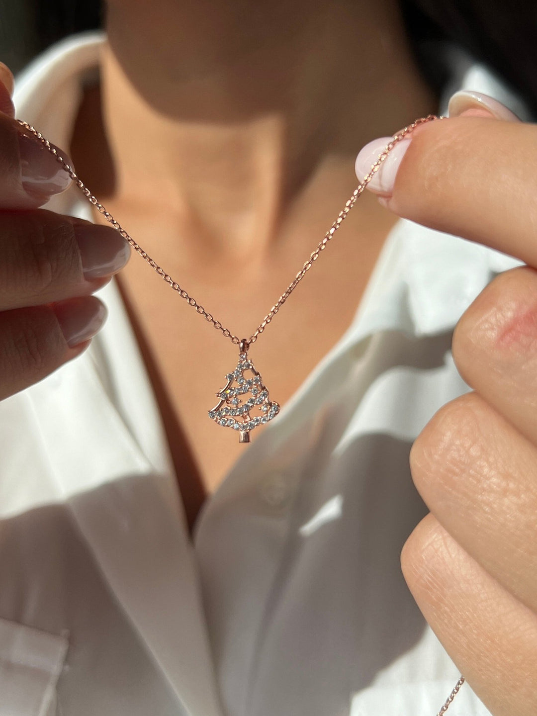 Round Cut Christmas Tree Necklace for Her Christmas Gift - Doozy Diamonds